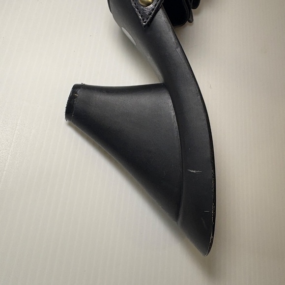 Vintage G By Guess Open Toe Mule/Heels Size 7.5M Leather Bow Gold Accents - Picture 15 of 16